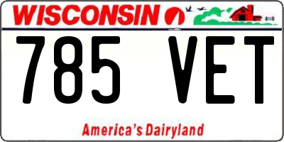WI license plate 785VET