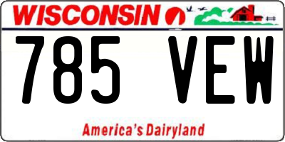 WI license plate 785VEW
