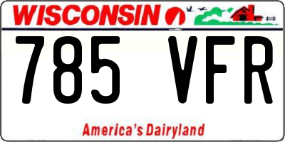 WI license plate 785VFR