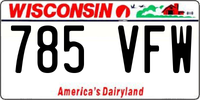 WI license plate 785VFW