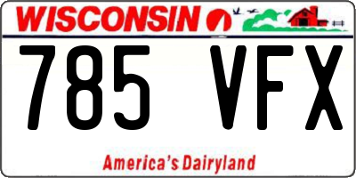 WI license plate 785VFX