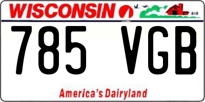 WI license plate 785VGB