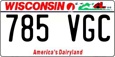 WI license plate 785VGC