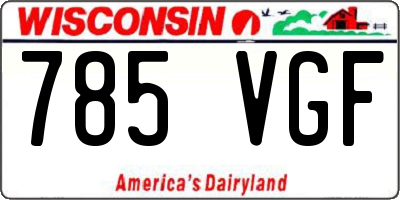 WI license plate 785VGF