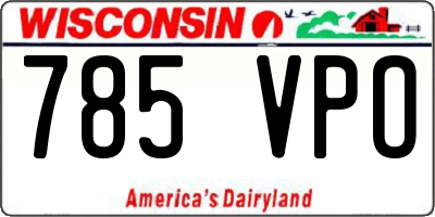 WI license plate 785VPO