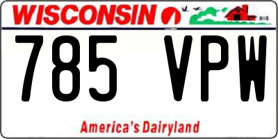 WI license plate 785VPW