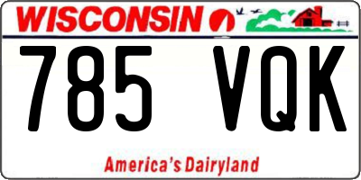 WI license plate 785VQK