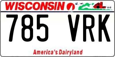 WI license plate 785VRK