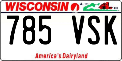 WI license plate 785VSK