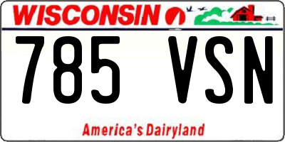 WI license plate 785VSN