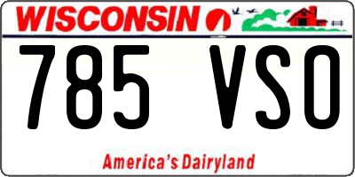 WI license plate 785VSO