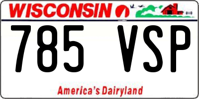 WI license plate 785VSP