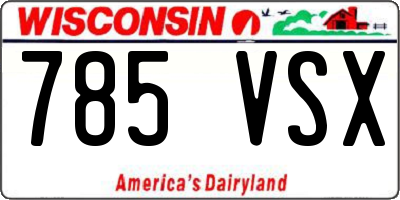 WI license plate 785VSX
