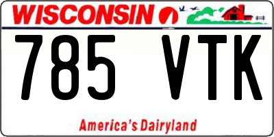 WI license plate 785VTK