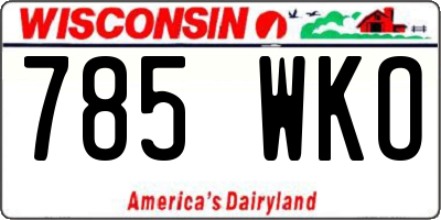 WI license plate 785WKO