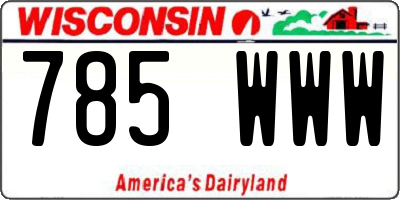 WI license plate 785WWW