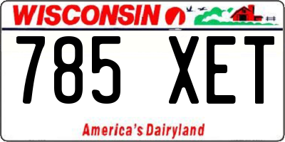 WI license plate 785XET
