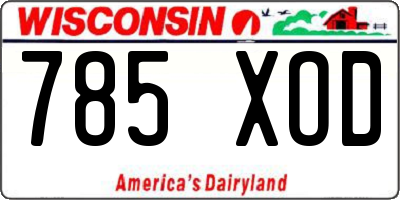 WI license plate 785XOD