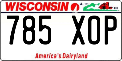 WI license plate 785XOP