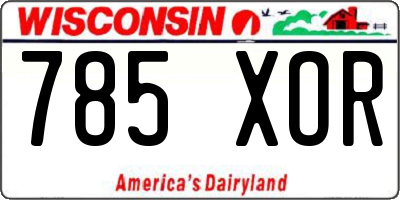 WI license plate 785XOR