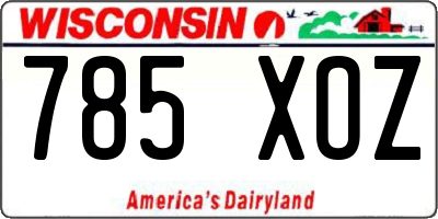 WI license plate 785XOZ