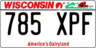 WI license plate 785XPF