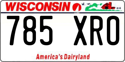 WI license plate 785XRO