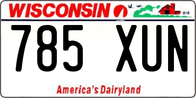 WI license plate 785XUN