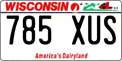 WI license plate 785XUS