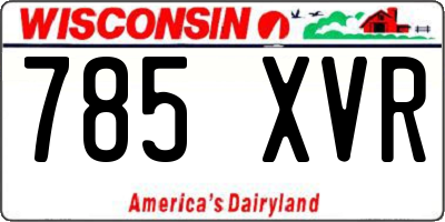 WI license plate 785XVR