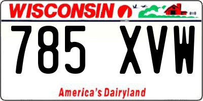 WI license plate 785XVW