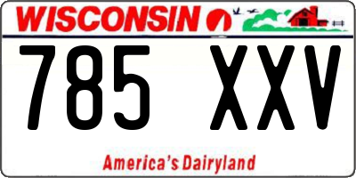 WI license plate 785XXV