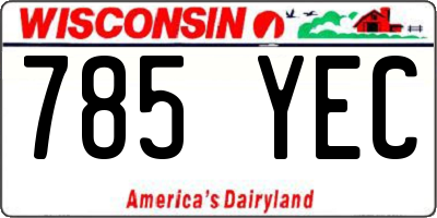WI license plate 785YEC