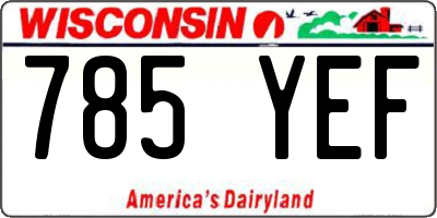 WI license plate 785YEF