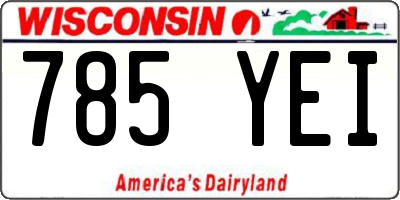 WI license plate 785YEI