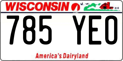 WI license plate 785YEO