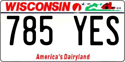 WI license plate 785YES