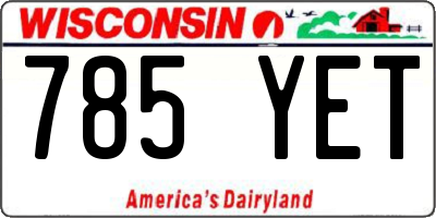 WI license plate 785YET