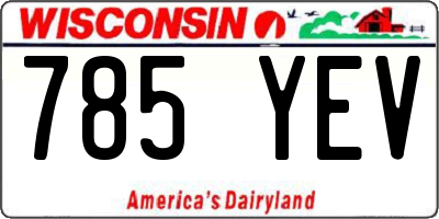 WI license plate 785YEV