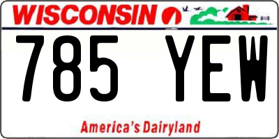WI license plate 785YEW