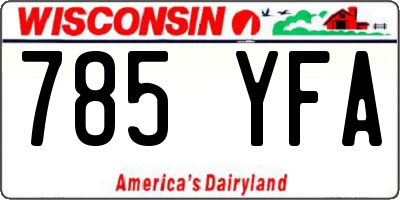 WI license plate 785YFA