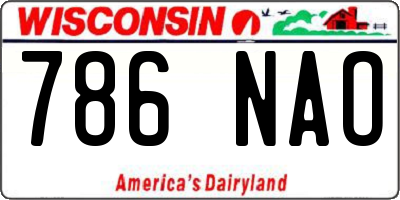 WI license plate 786NAO