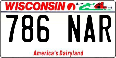 WI license plate 786NAR