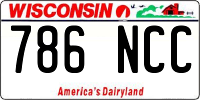 WI license plate 786NCC