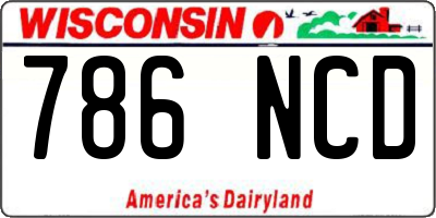 WI license plate 786NCD
