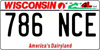 WI license plate 786NCE