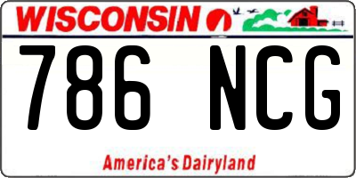 WI license plate 786NCG