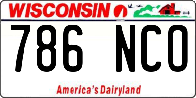 WI license plate 786NCO