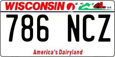 WI license plate 786NCZ