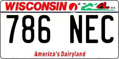 WI license plate 786NEC